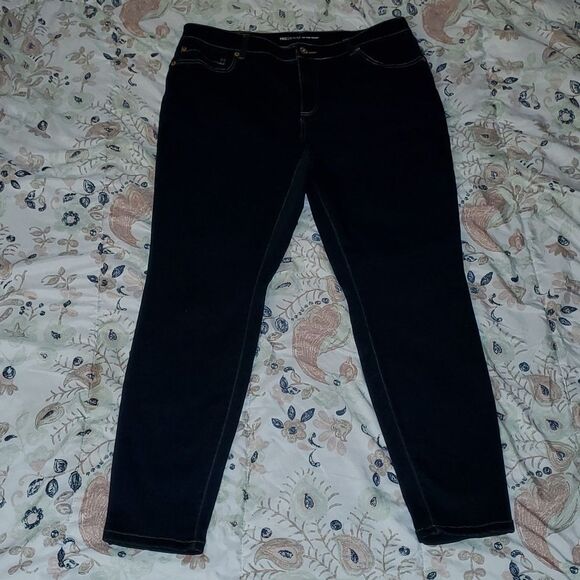 INC International Concepts Mid Rise Skinny Jeans Dark Blue Denim sz 16 W NWOT - Picture 2 of 8